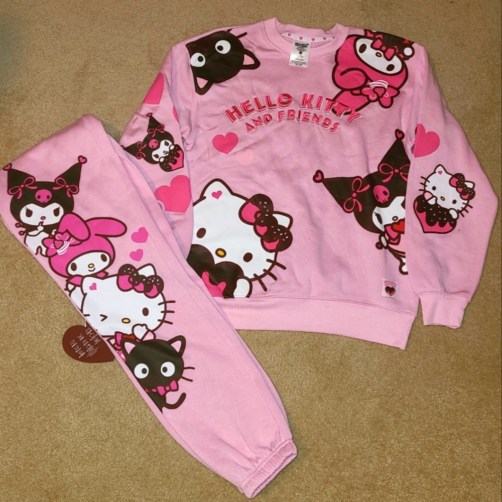 Hello Kitty Pink Valentine's Sweatshirt and Joggers Set